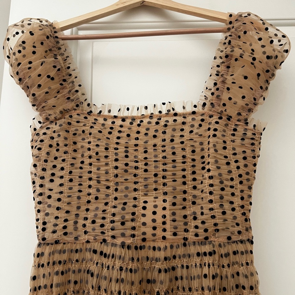 Doen Tan and Black Polka Dot Midi Dress - Picture 5 of 6
